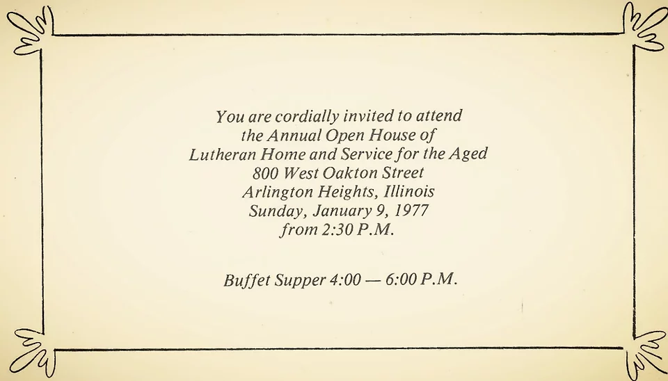 1977 Lutheran Home supper invitation